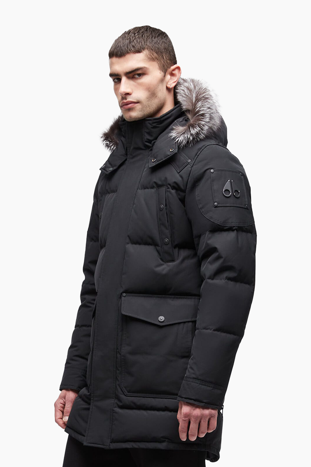 Moose Knuckles Men's Big Ridge Parka in Black with Frost Fur