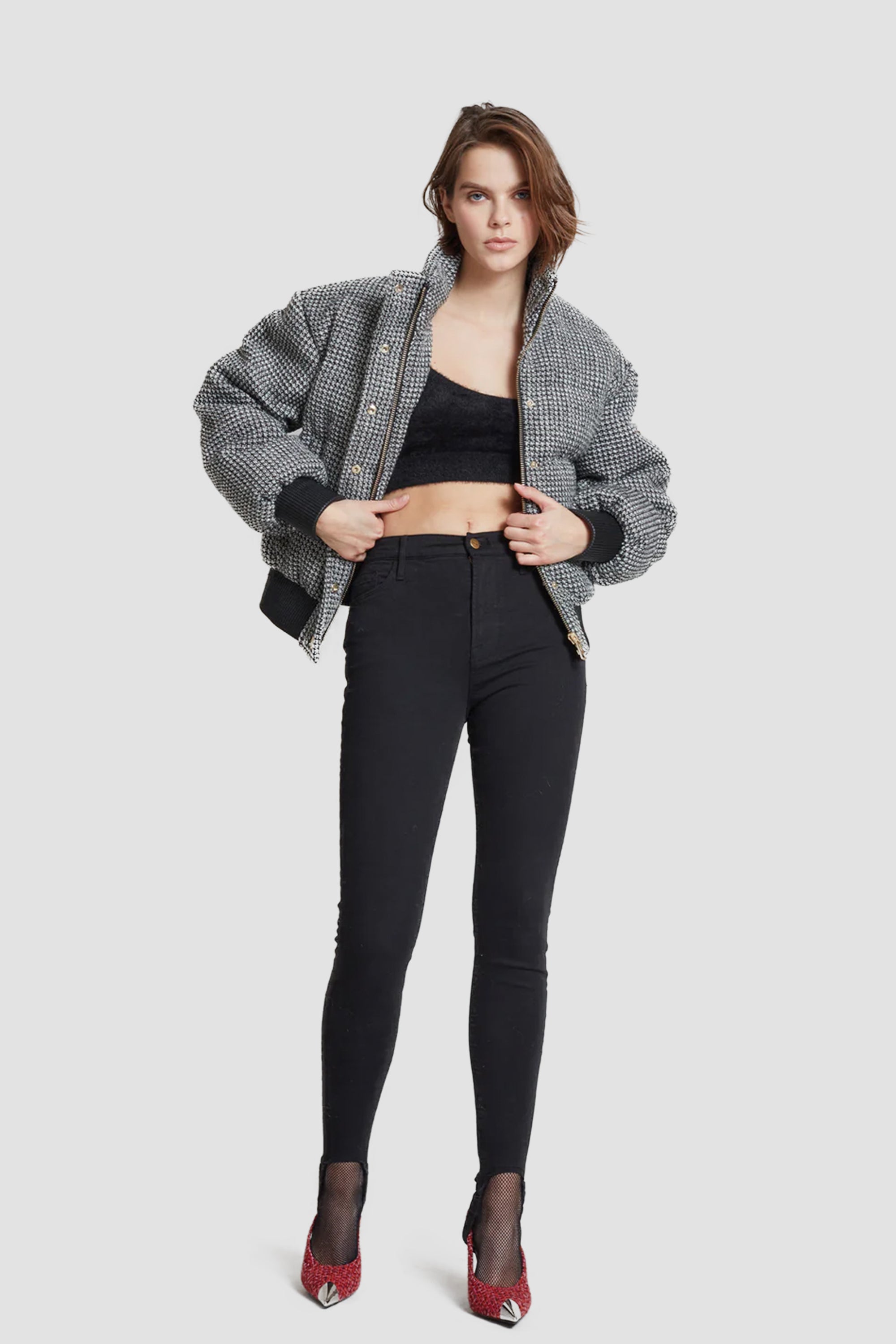 Nicole Benisti Women's Brooklyn Tweed Noir Bomber Jacket