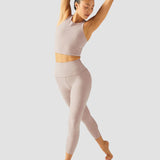 Beyond Yoga Spacedye Focus Cropped Tank in Chai