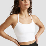 Beyond Yoga Spacedye Slim Racerback Cropped Tank in Cloud White