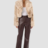 LAMARQUE Women's Danika Leo Faux Fur Crop Jacket