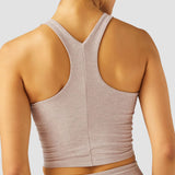 Beyond Yoga Spacedye Focus Cropped Tank in Chai