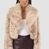 LAMARQUE Women's Danika Leo Faux Fur Crop Jacket