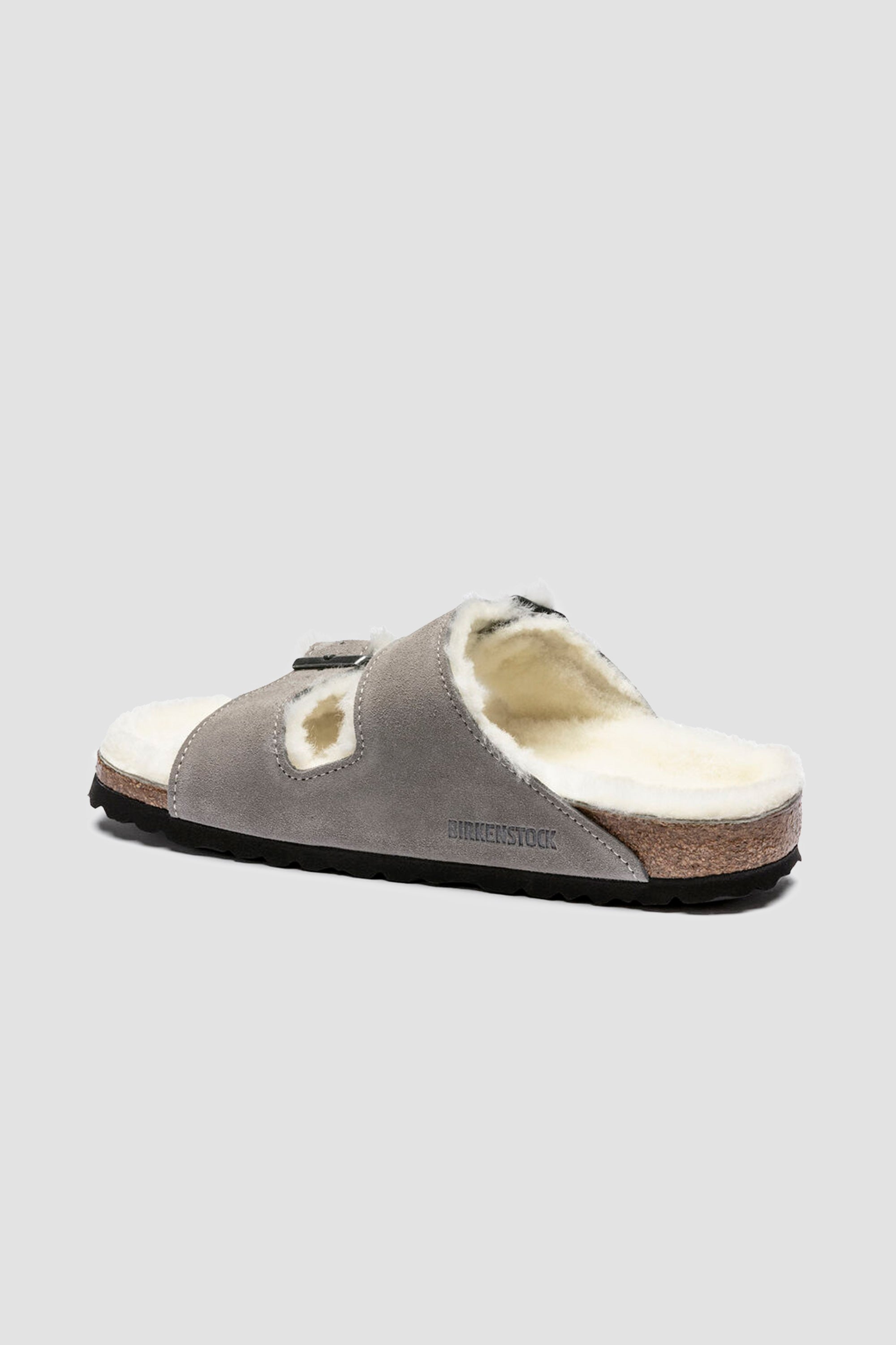 Birkenstock Unisex Arizona Shearling Suede Leather in Stone Coin