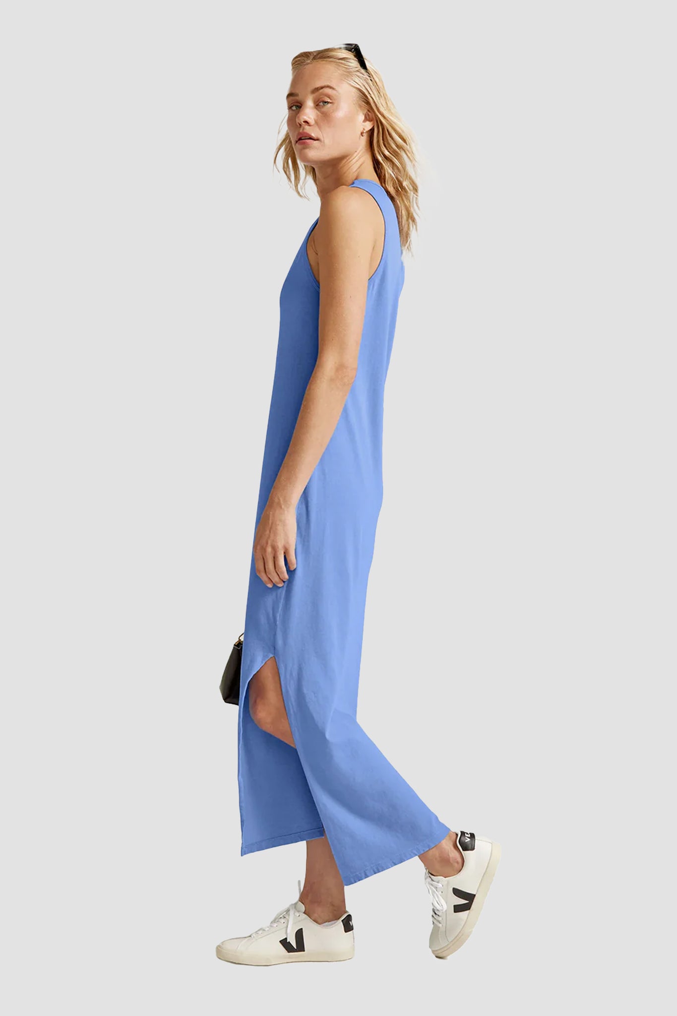 Beyond Yoga Effortless Tank Dress in Washed Flower Blue