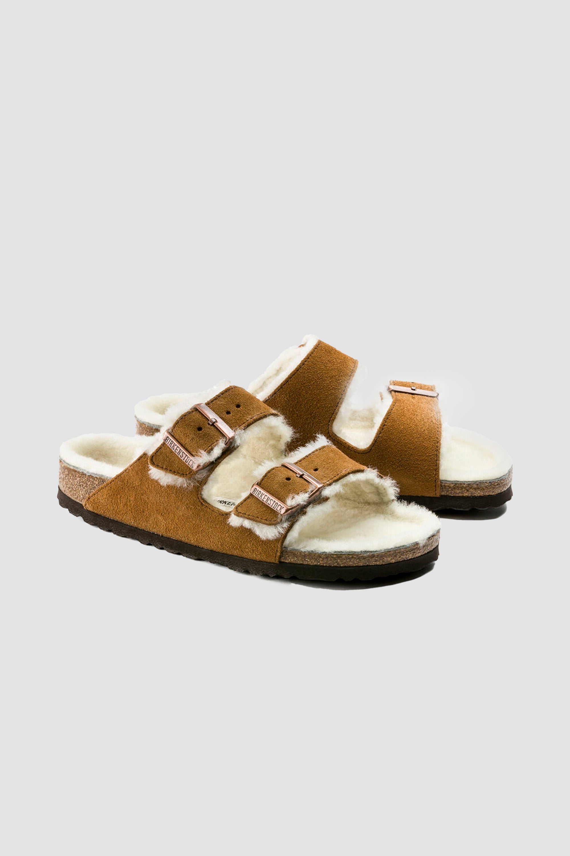 Birkenstock Arizona Shearling in Mink (Narrow)