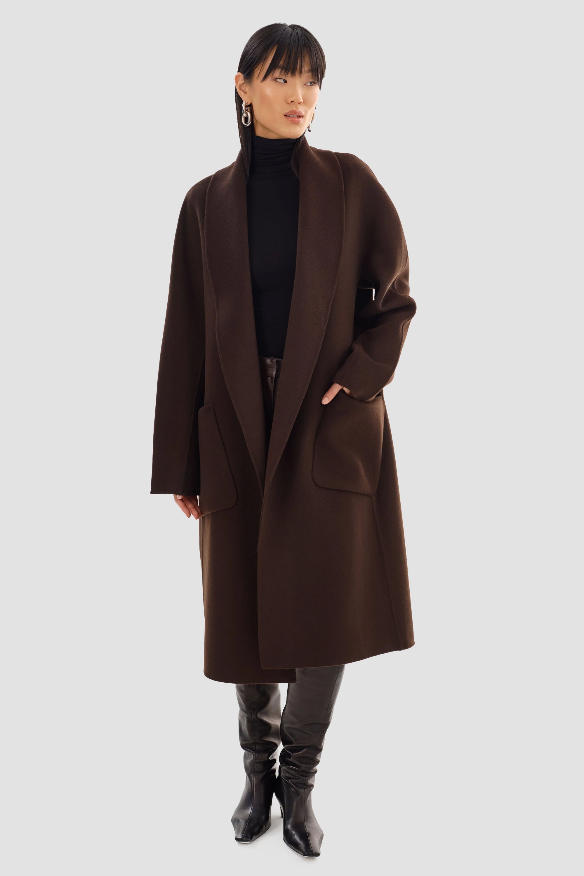 Manteau en laine à col châle Thara pour femme LAMARQUE