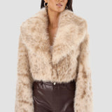 LAMARQUE Women's Danika Leo Faux Fur Crop Jacket