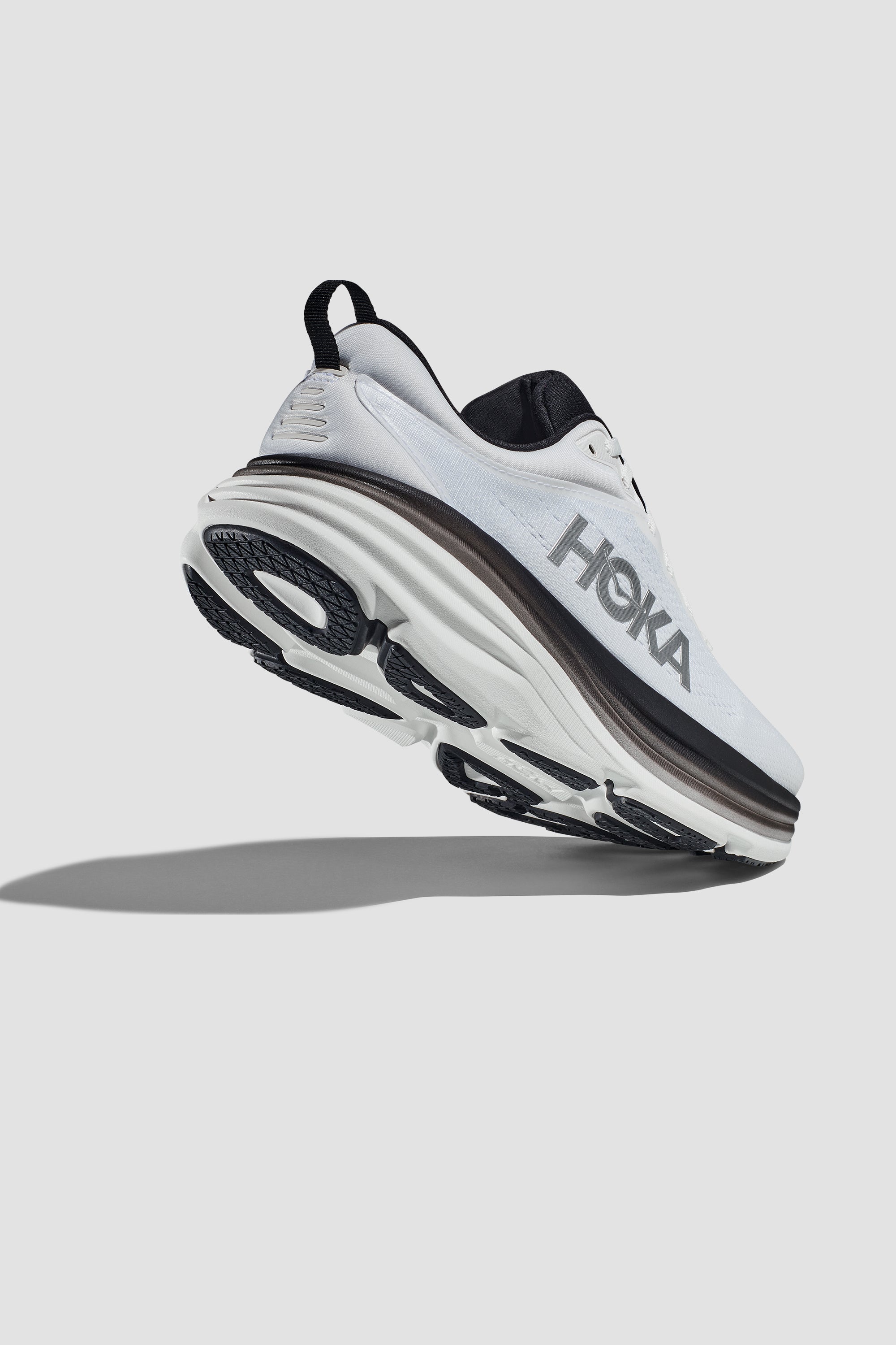 Hoka Men's Bondi 8 Sneaker in White/Black