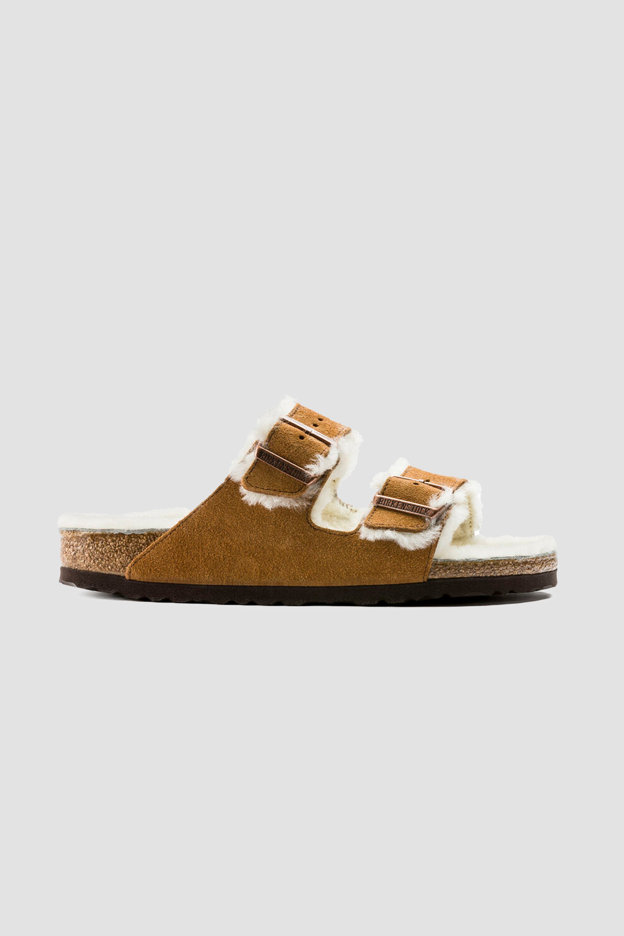 Birkenstock Arizona Shearling in Mink (Narrow)