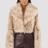 LAMARQUE Women's Danika Leo Faux Fur Crop Jacket