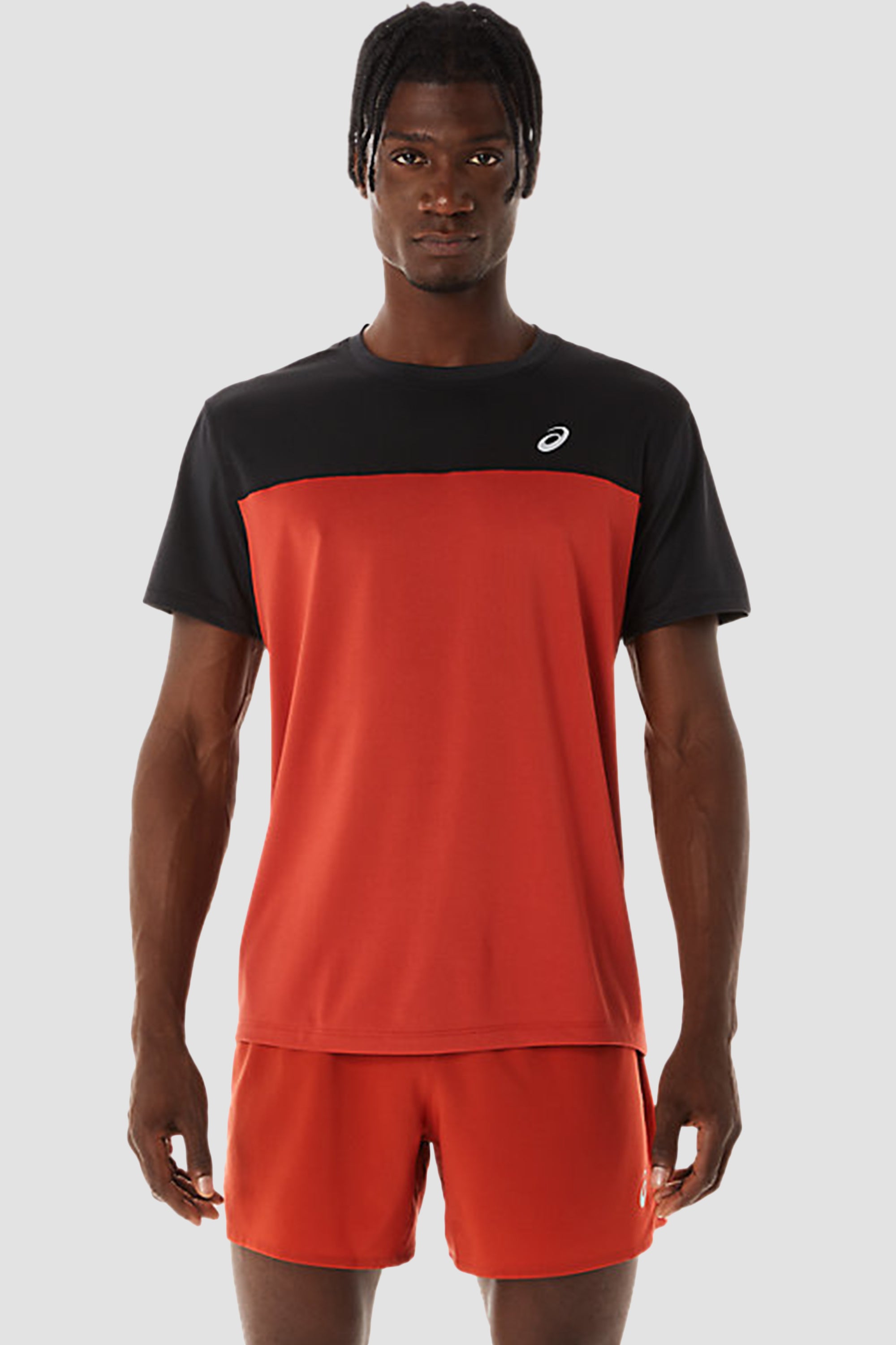 ASICS Men's Race SS Top in Black/Spice Latte