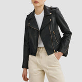 LAMARQUE Women's Donna Gold Iconic Leather Biker Jacket